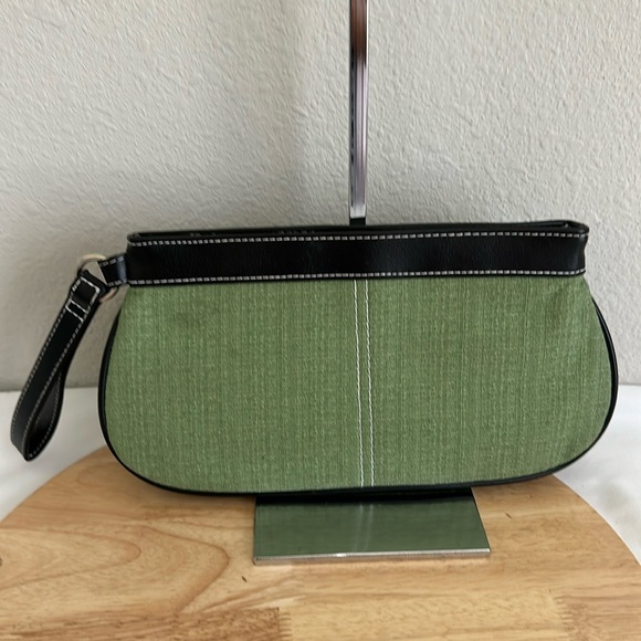 Victoria's Secret Handbags - VICTORIAS SECRET Clutch Wristlet Sage Green Linen & Black